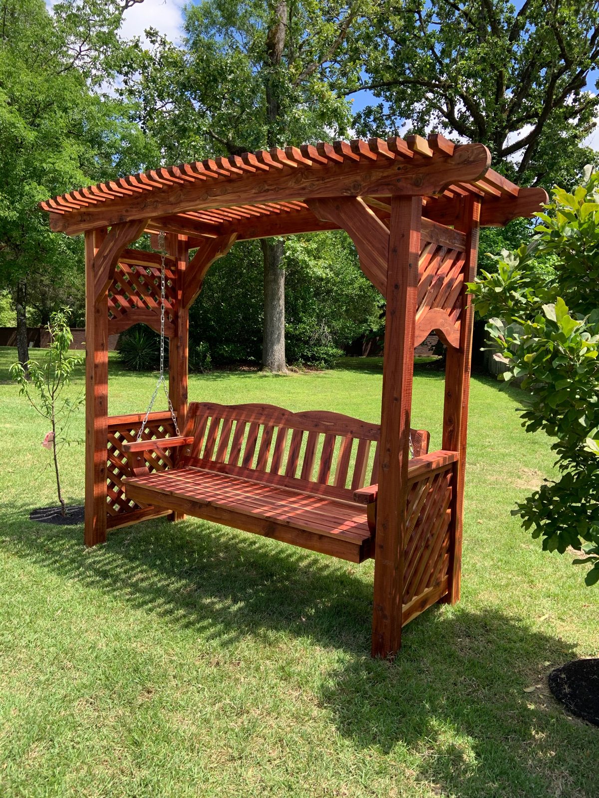 Cedar arbor porch swing