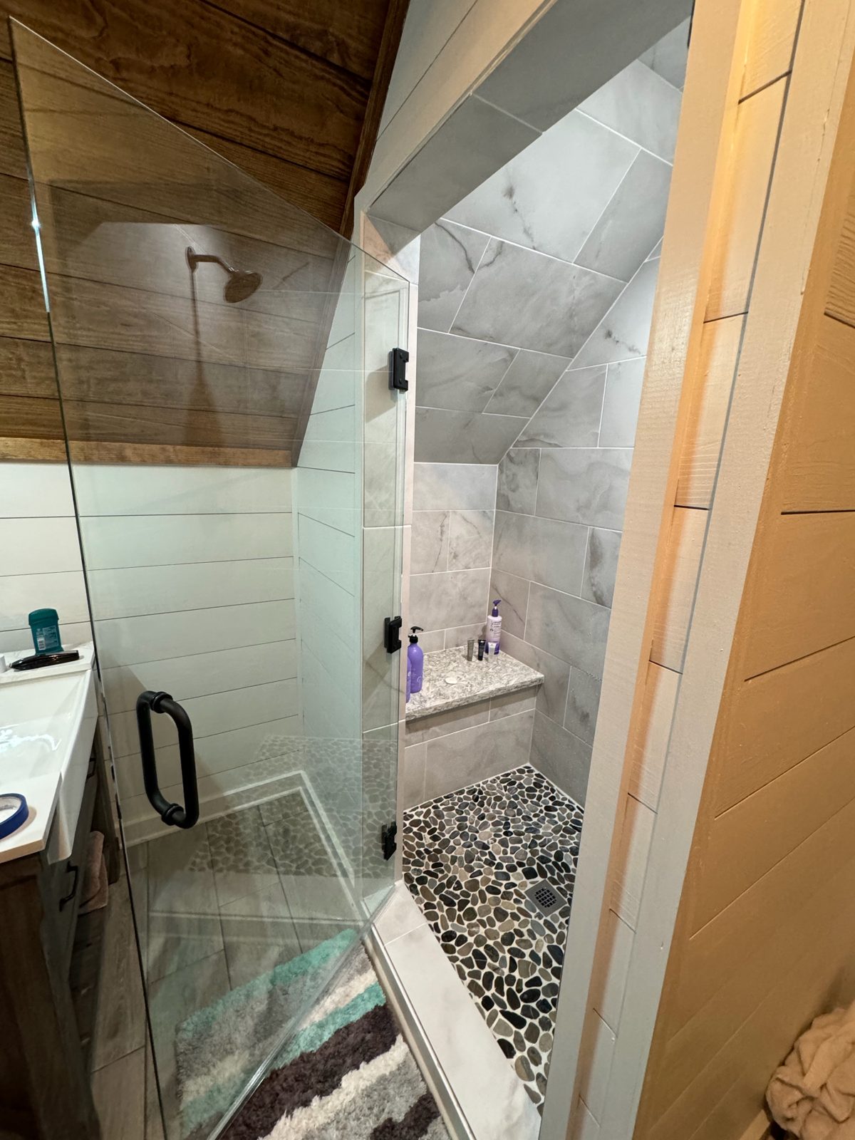 Tiled walk-in shower